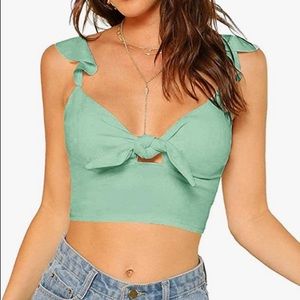 Shein Ruffle Knot Front Cami Crop Top